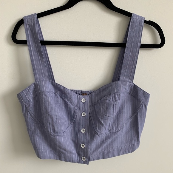 Free People Tops - FREE PEOPLE Denim Pinstripe Bustier Crop Top Sz L